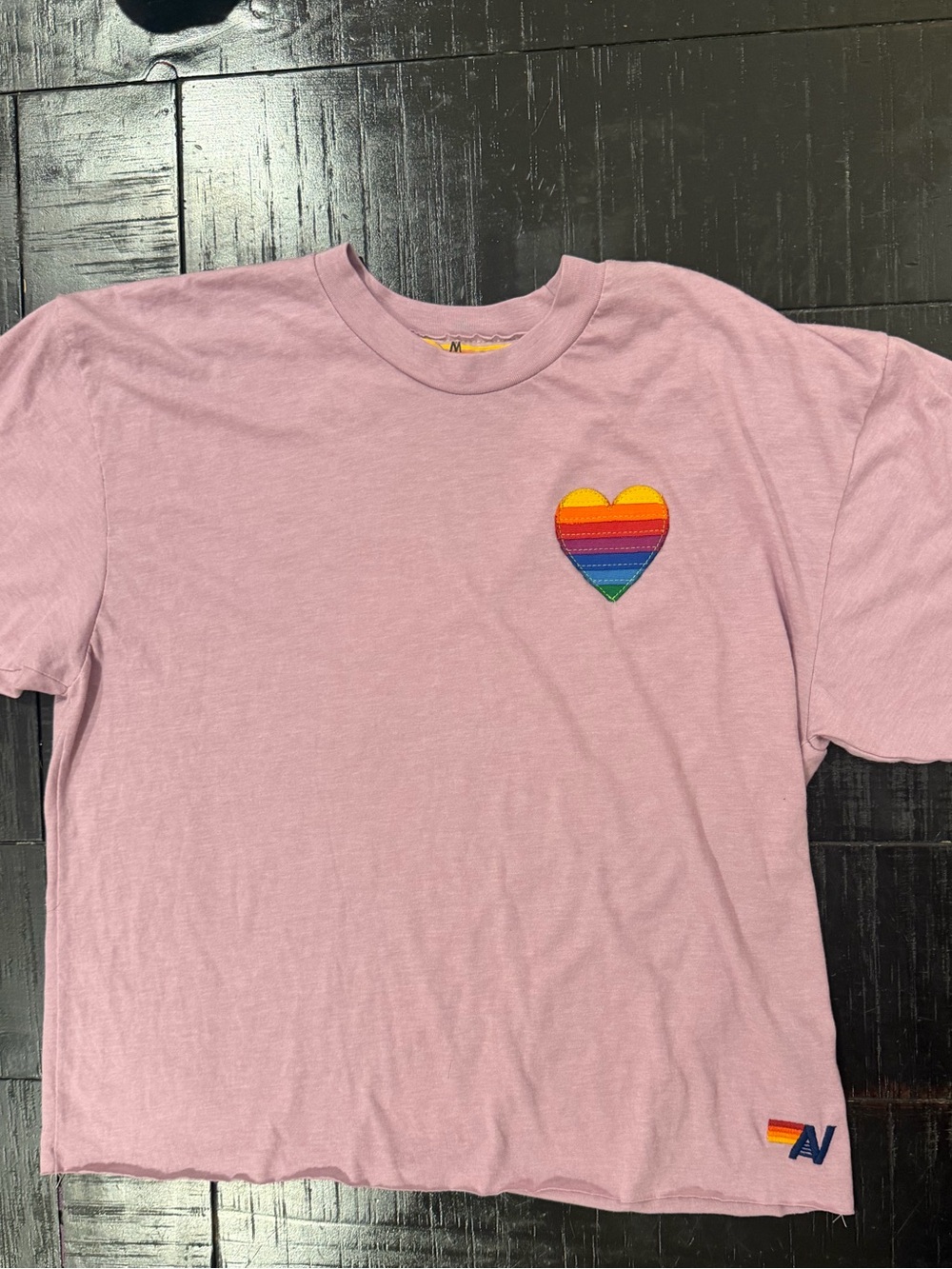 Aviator Nation Lavender Tee with Rainbow Heart Graphic size M - Picture 8 of 8